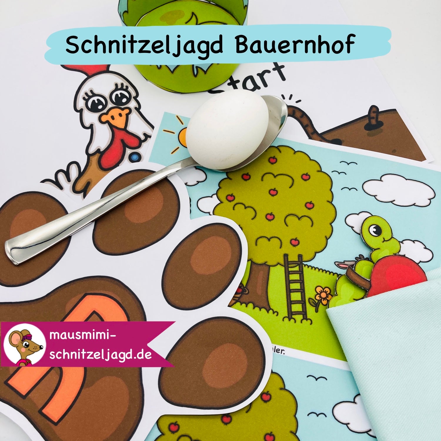 Schnitzeljagd/ Schatzsuche "Bauernhof" für Kinder von 4-6 Jahren. Hier siehst du die ein paar Rätsel der einzelnen Stationen und auch aktive Aufgaben für einen spannenden Kindergeburtstag 
