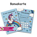 Bonuskarte „Einhorn“ für Kinder. Hier siehst du eine süße Bonuskarte mit gemaltem Motiv und dem Satz "Du bist super!" zum Ausdrucken als PDF-Download. Du kannst dein Kind ganz einfach motivieren und belohnen. Die kleinen Felder auf der Rückseite der Karte kannst du zum Beispiel stempeln, mit Stickern bekleben oder beschriften. Am Ende wartet dann eine tolle Belohnung auf dein Kind, die ihr vorher festlegt. 