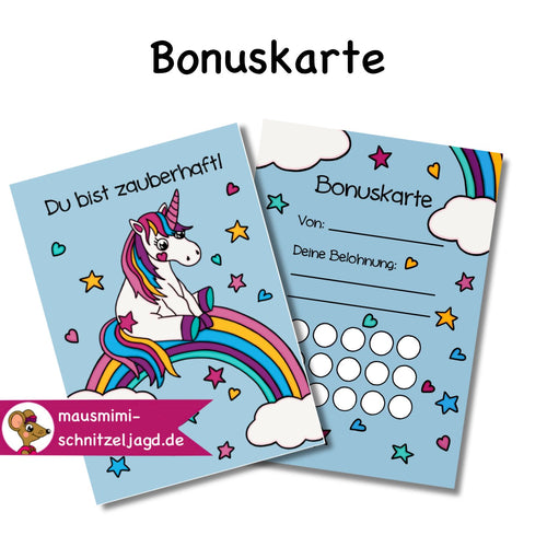 Bonuskarte „Einhorn“ für Kinder. Hier siehst du eine süße Bonuskarte mit gemaltem Motiv und dem Satz "Du bist super!" zum Ausdrucken als PDF-Download. Du kannst dein Kind ganz einfach motivieren und belohnen. Die kleinen Felder auf der Rückseite der Karte kannst du zum Beispiel stempeln, mit Stickern bekleben oder beschriften. Am Ende wartet dann eine tolle Belohnung auf dein Kind, die ihr vorher festlegt. 