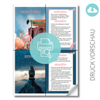 Übersicht Seite für den Ausdruck aus dem Produkt 50 Gefühlskarten für Erwachsene als Druckdatei - Download als PDF. Du bekommst deine Datei direkt im Anschluss an deine Bestellung. Mit 25 negativen und 25 positiven Gefühlen. Die eindeutigen Bilder auf der Vorderseite helfen dir zu identifizieren wie du dich fühlst. Auf der Rückseite findest du Reflexionsfragen und die (unerfüllten) Bedürfnisse, die hinter diesem Gefühl stehen.  