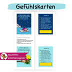Gefühlskarten für Kinder - Druckdatei als PDF - Gefühle benennen und verstehen. So sieht die Druckdatei aus. In der Mitte falten, kleben und dann ausschneiden