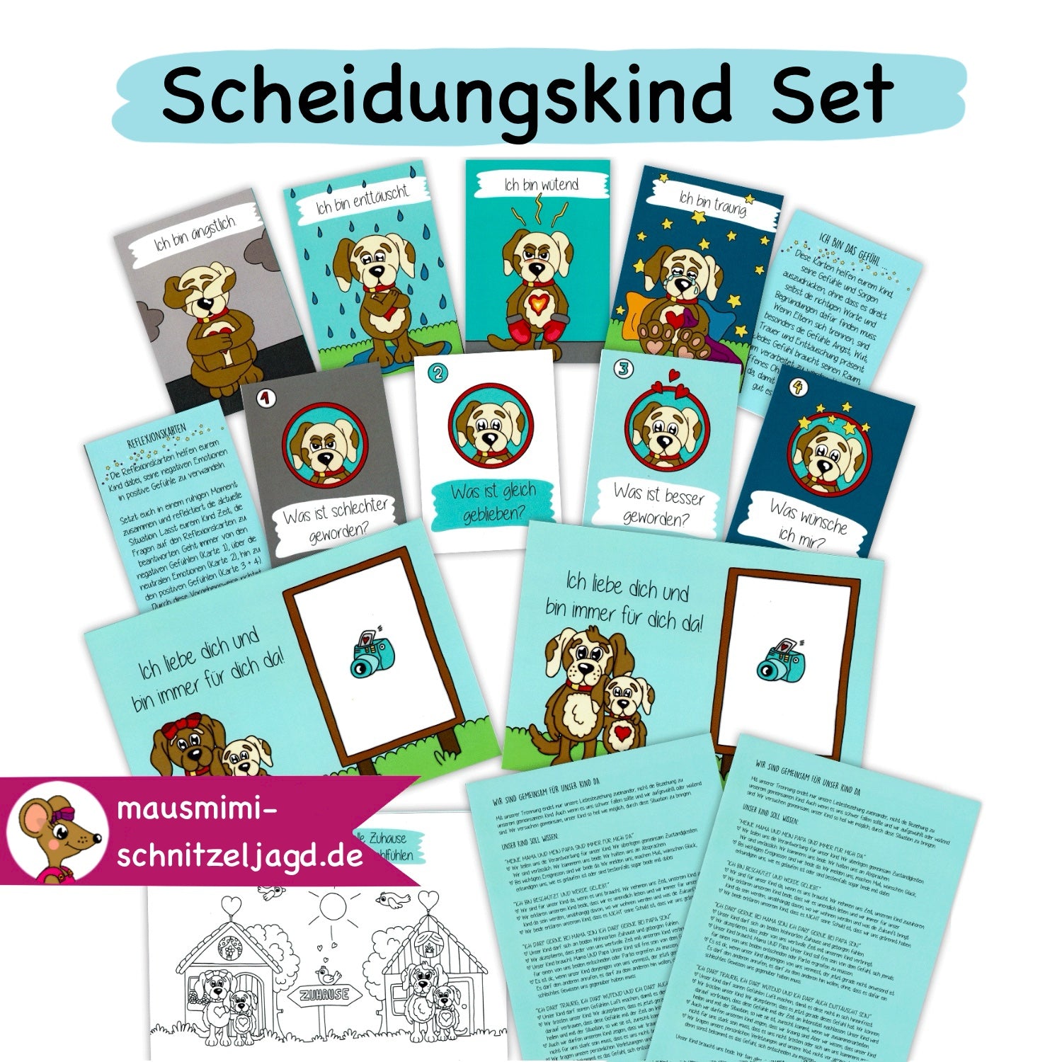Set für Scheidungskinder - erste Hilfe und emotionale Unterstützung. Druckdatei Download als PDF. Hier siehst du eine Übersicht aller gelieferten Inhalte 