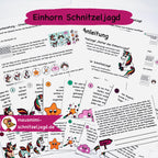 Schnitzeljagd/ Schatzsuche „Einhorn“ für Kinder von 5-8 Jahren. Hier siehst du eine Übersicht - Geschichte, Anleitung, Stationen und Tipps für einen spannenden Kindergeburtstag 