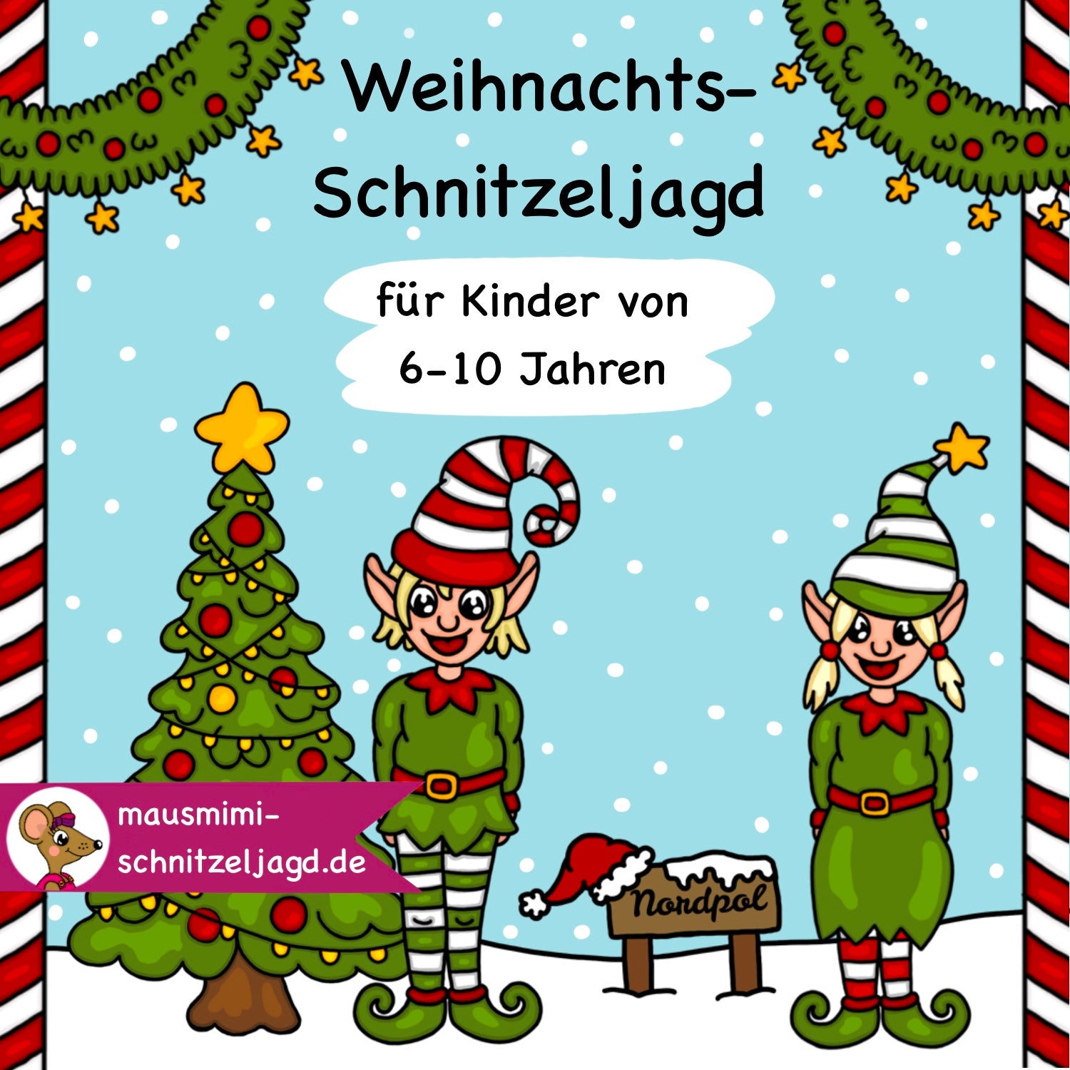 Rettet Weihnachten! Schnitzeljagd/ Schatzsuche „Weihnachten“ für Kinder von 6-10 Jahren. Mit einer spannenden Geschichte, Rätseln und altersgerechten Aufgaben für einen besonders schönen Kindergeburtstag als Download PDF zum selbst basteln und ausdrucken. Mit umfassender Anleitung. 