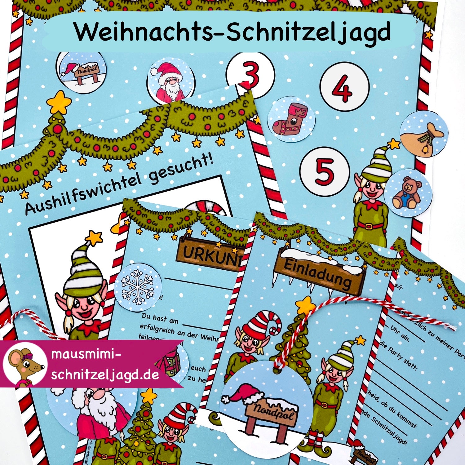 Rettet Weihnachten! Schnitzeljagd/ Schatzsuche „Weihnachten“ für Kinder von 6-10 Jahren.  Hier siehst du die Schatzkarte mit den Stationen, die passende Einladung zum Geburtstag sowie die Urkunde für alle Teilnehmer/ Gäste. Ihr könnt es natürlich auch mit der ganzen Familie an Weihnachten spielen!