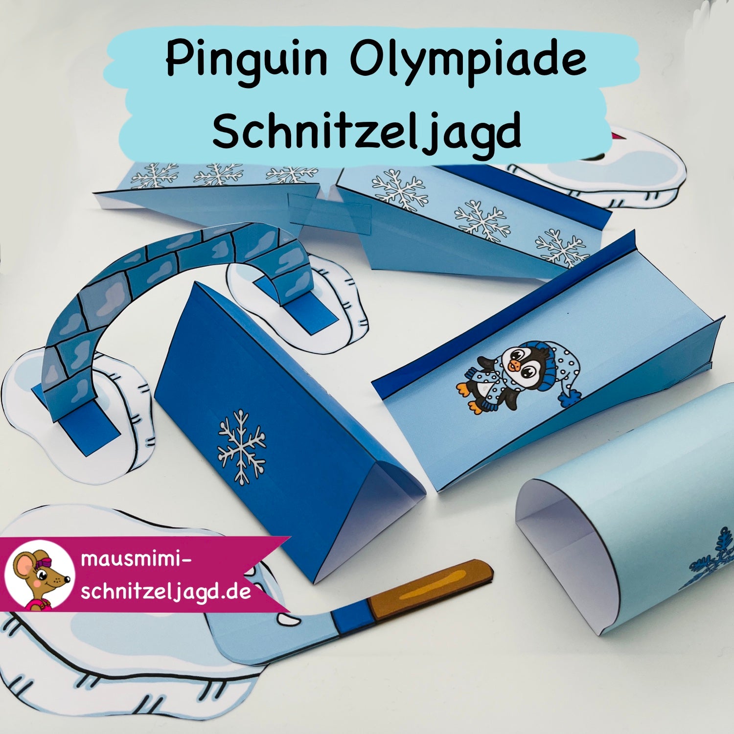Aktive Schnitzeljagd/ Schatzsuche „Pinguin - Winter Olympiade“ für Kinder von 6-10 Jahren.  Hier siehst du ein lustiges Spiel einer Station. Einfach zu basteln! Natürlich mit Anleitung. 