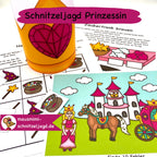 Schnitzeljagd/ Schatzsuche "Prinzessin" für Kinder von 4-6 Jahren. Hier siehst du die ein paar Rätsel der einzelnen Stationen und auch aktive Aufgaben für einen spannenden Kindergeburtstag 