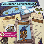 Schnitzeljagd/ Schatzsuche „Zauberer“ für Kinder von 7-10 Jahren. Hier siehst du die Schatzkarte mit den Stationen, die passende Einladung zum Geburtstag sowie die Urkunde für alle Teilnehmer/ Gäste