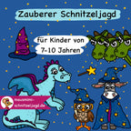 Schnitzeljagd/ Schatzsuche „Zauberer“ für Kinder von 7-10 Jahren. Mit einer spannenden Geschichte, Rätseln und altersgerechten Aufgaben für einen besonders schönen Kindergeburtstag als Download PDF zum selbst basteln und ausdrucken. Mit umfassender Anleitung. 
